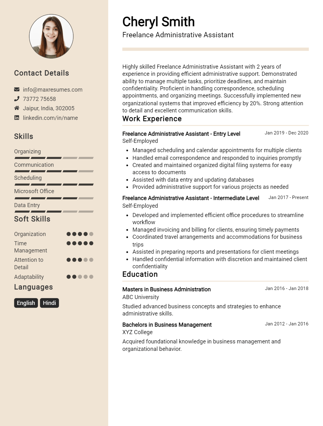 freelance-administrative-assistant-resume-sample