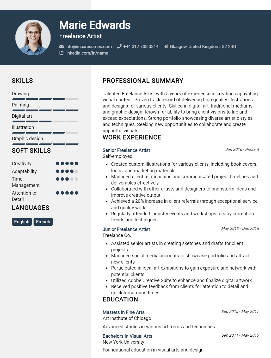 freelance-artist-resume-sample