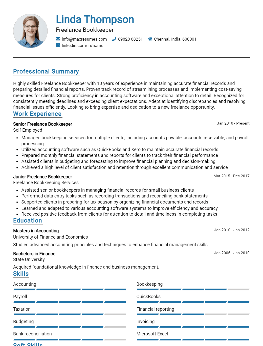 freelance-bookkeeper-resume-sample