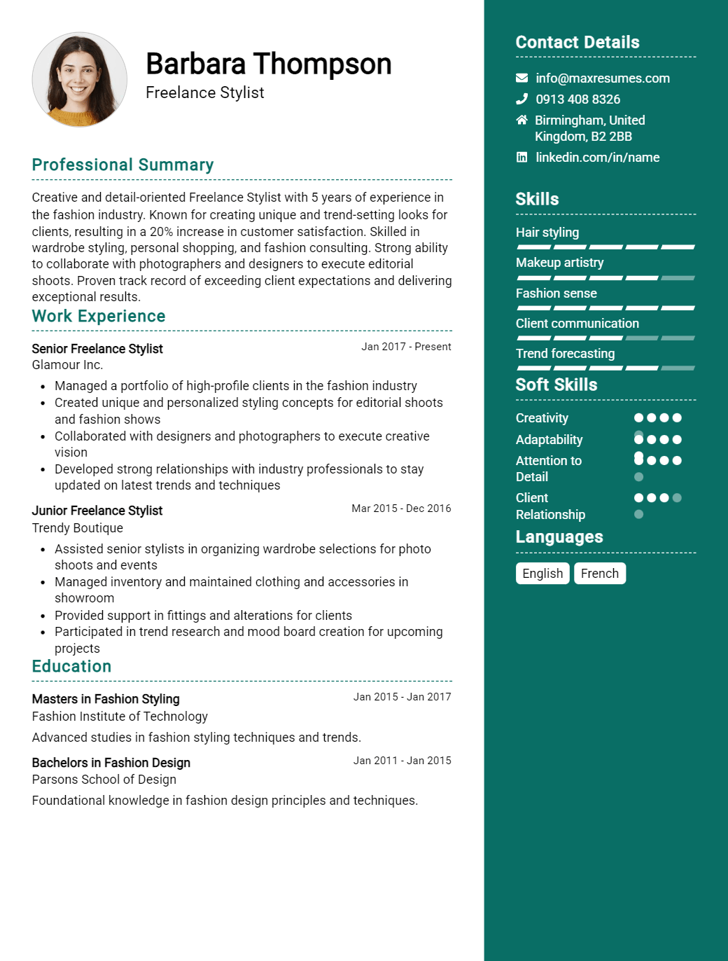 freelance-stylist-resume-sample