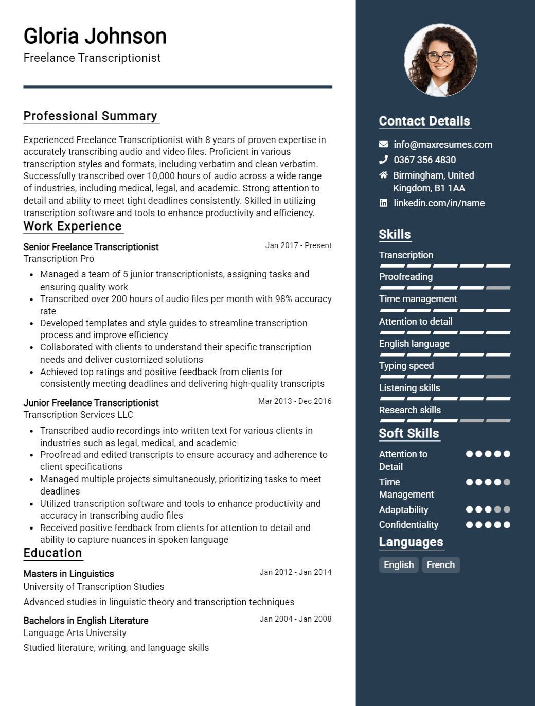 freelance-transcriptionist-resume-sample