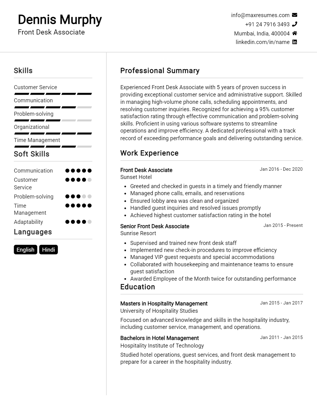 front-desk-associate-resume-sample