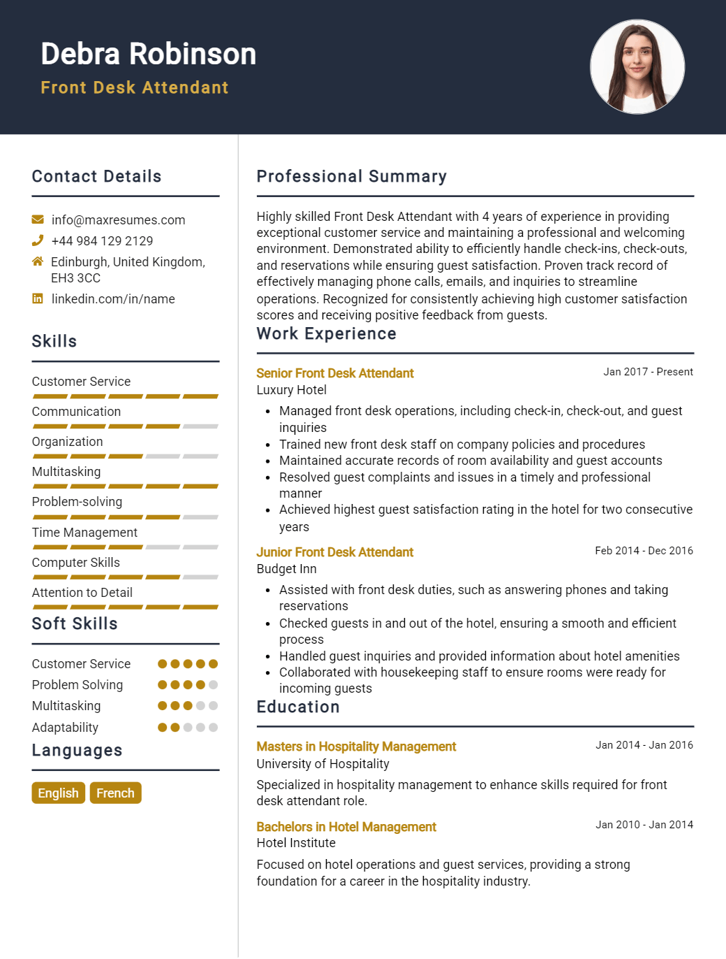 front-desk-attendant-resume-sample