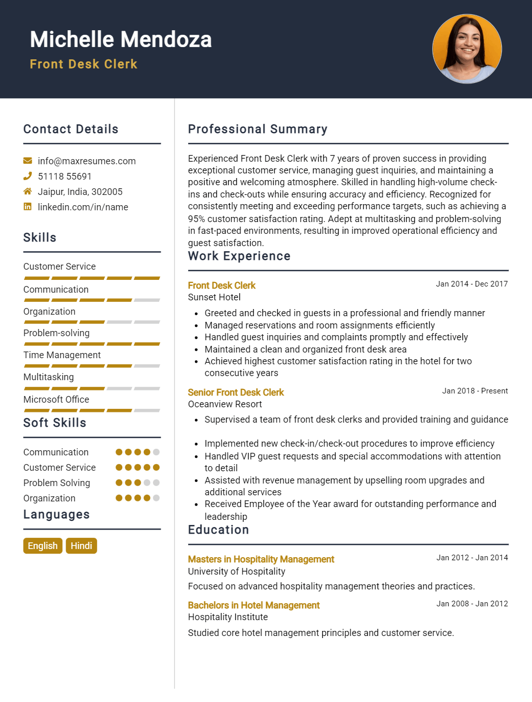 front-desk-clerk-resume-sample