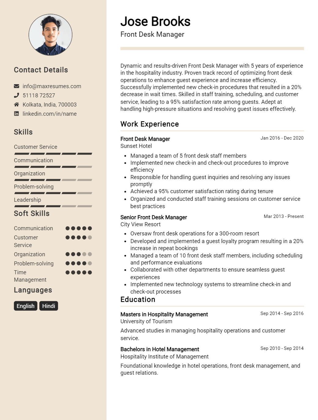 front-desk-manager-resume-sample