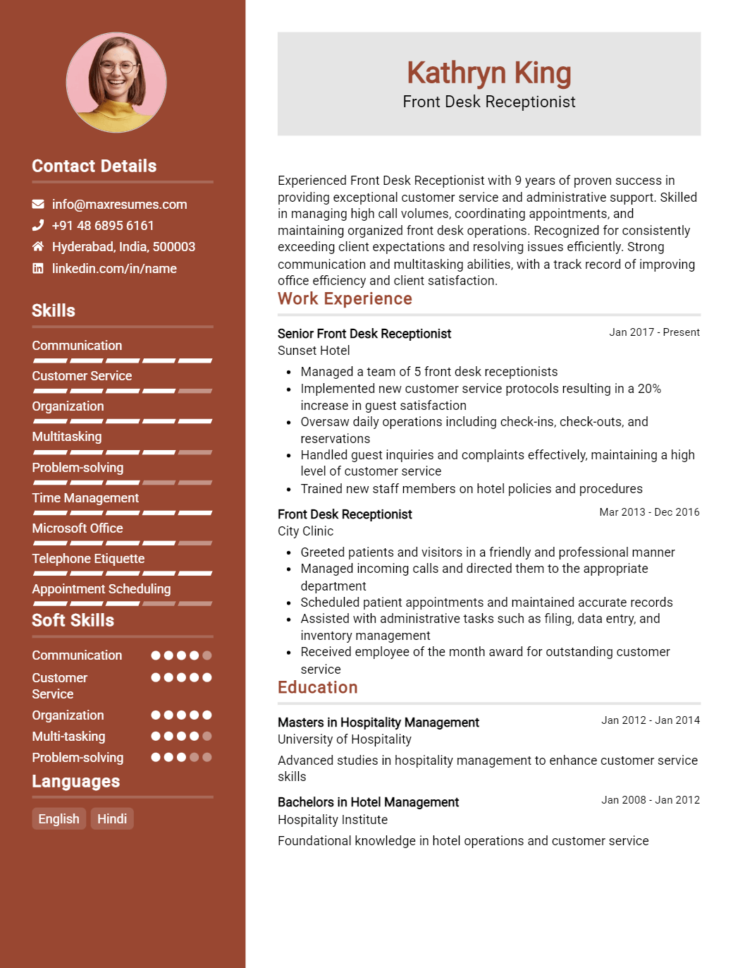 front-desk-receptionist-resume-sample