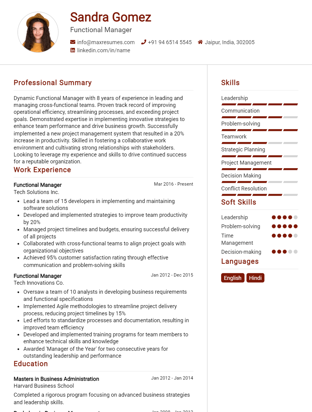 functional-manager-resume-sample
