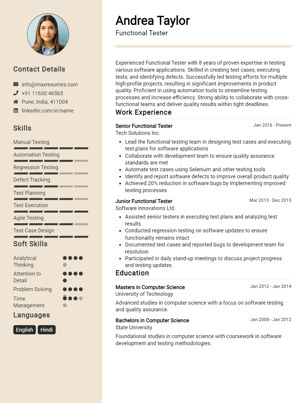 functional-tester-resume-sample