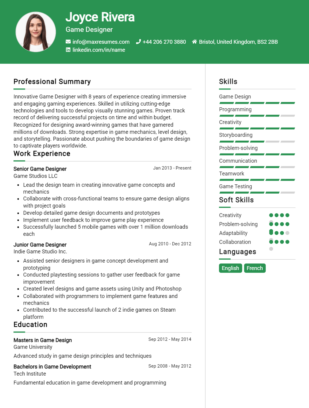 game-designer-resume-sample