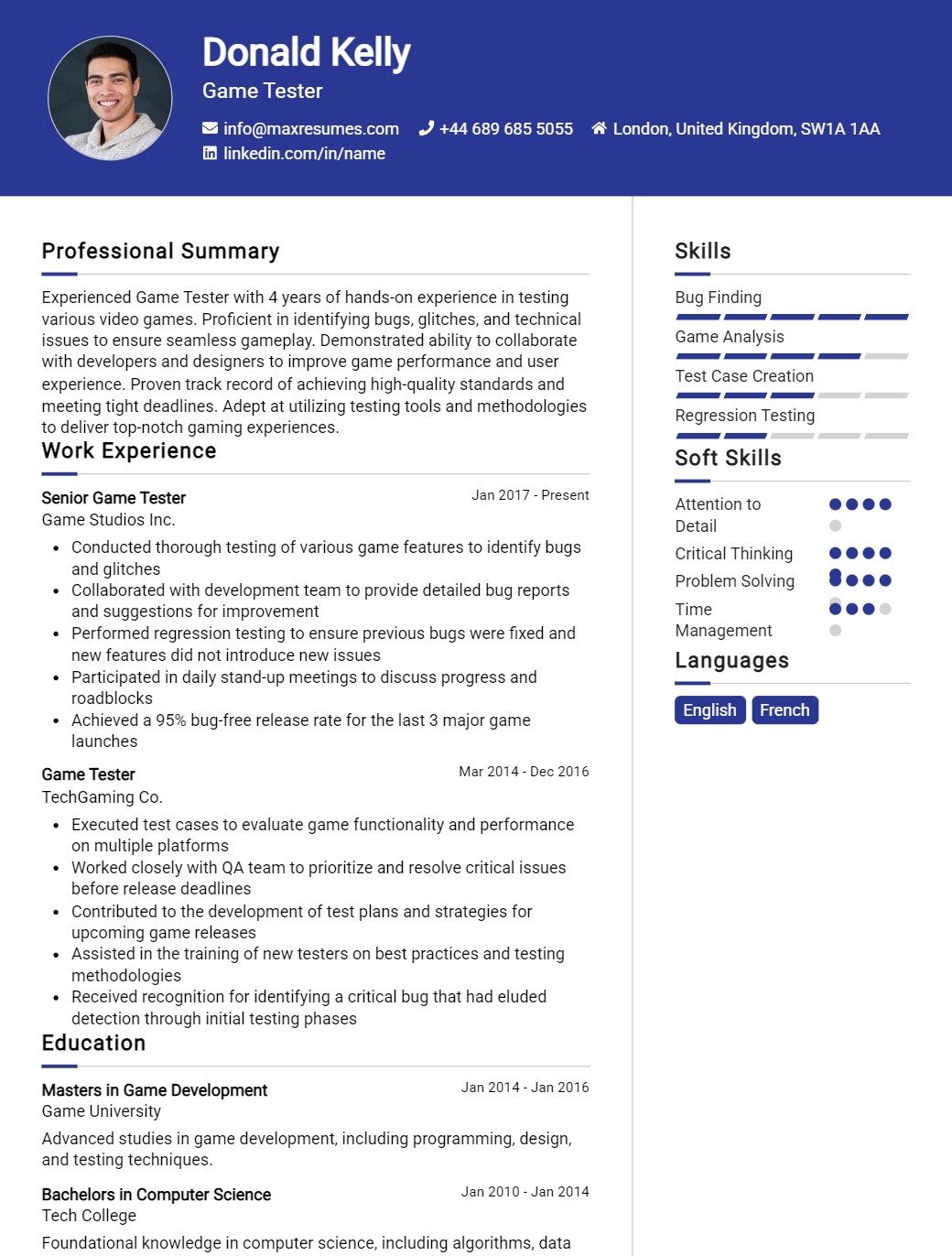 game-tester-resume-sample
