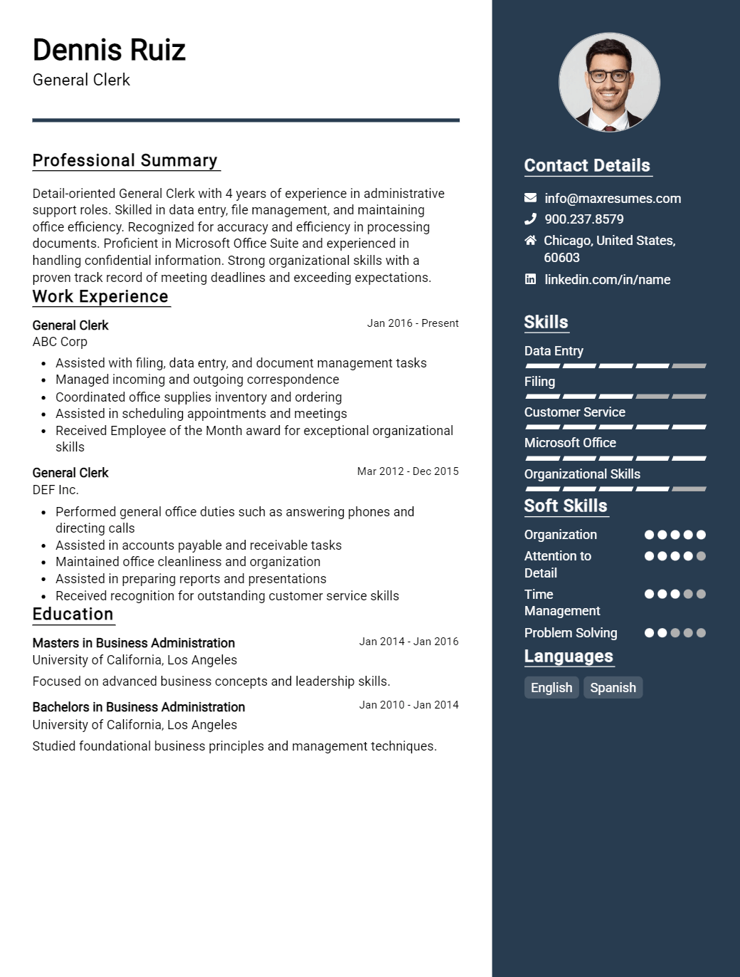 general-clerk-resume-sample