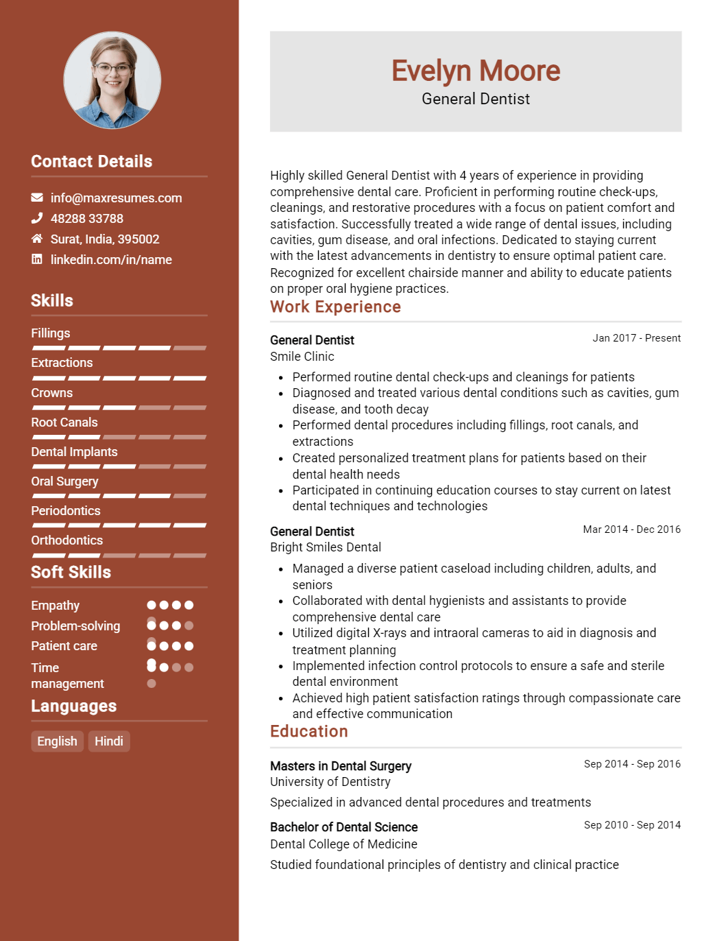 general-dentist-resume-sample