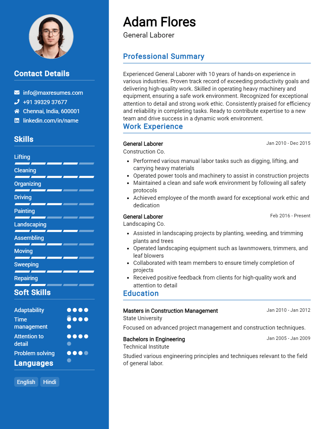 general-laborer-resume-sample