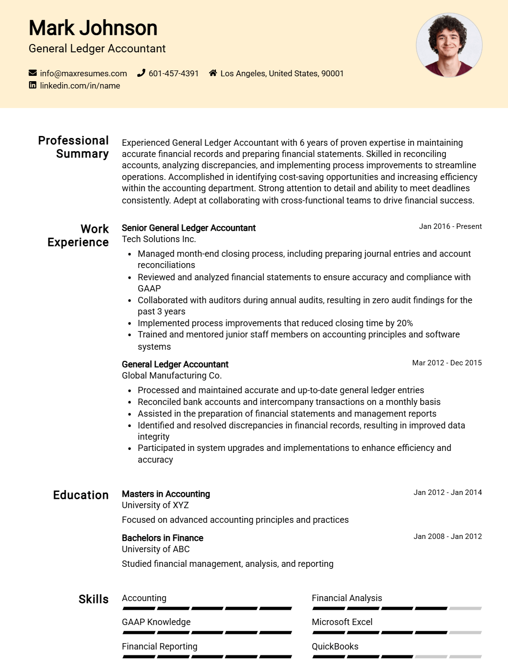 general-ledger-accountant-resume-sample
