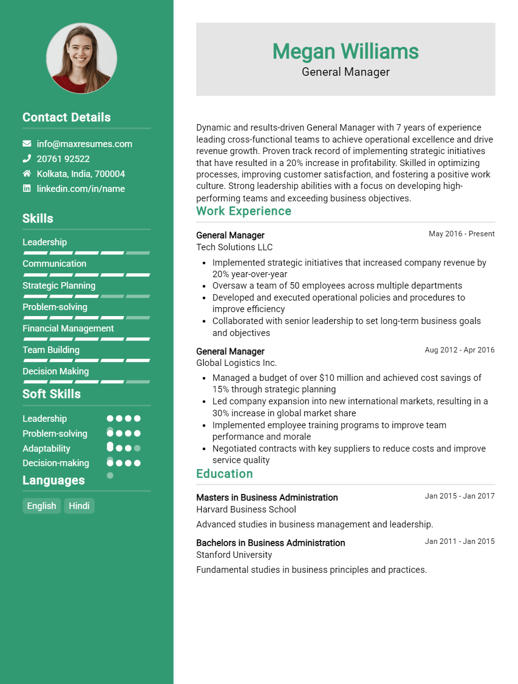 general-manager-resume-sample