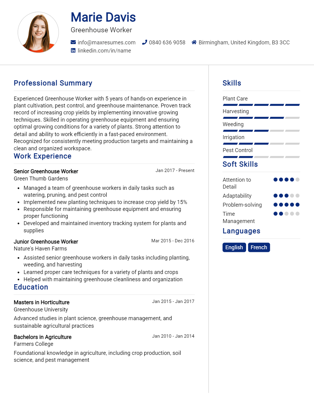 greenhouse-worker-resume-sample