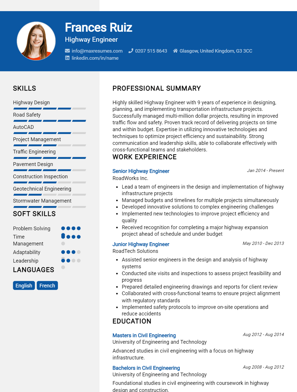 highway-engineer-resume-sample