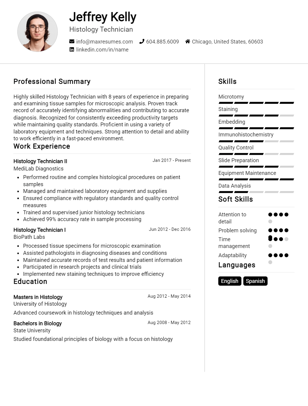 histology-technician-resume-sample