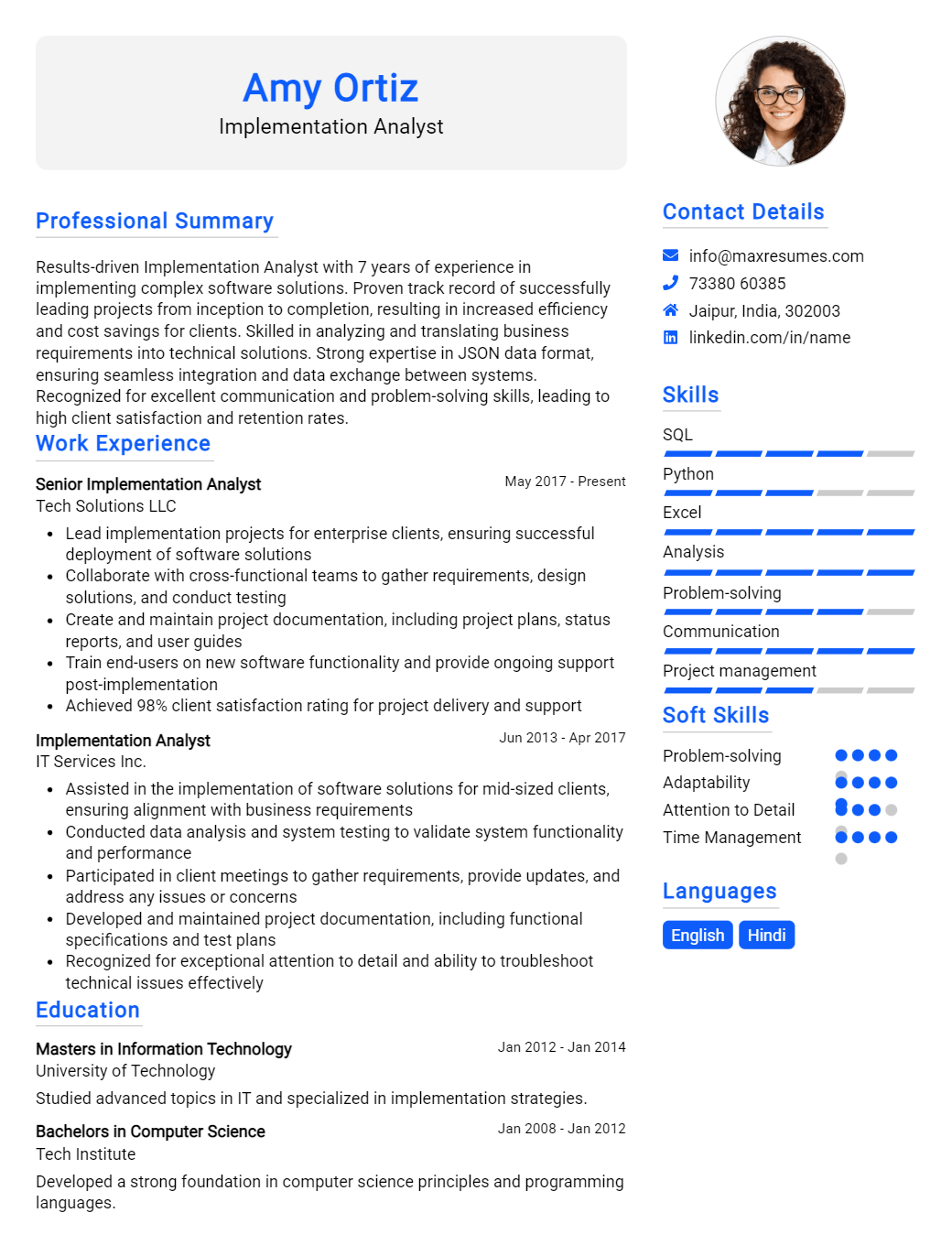 implementation-analyst-resume-sample