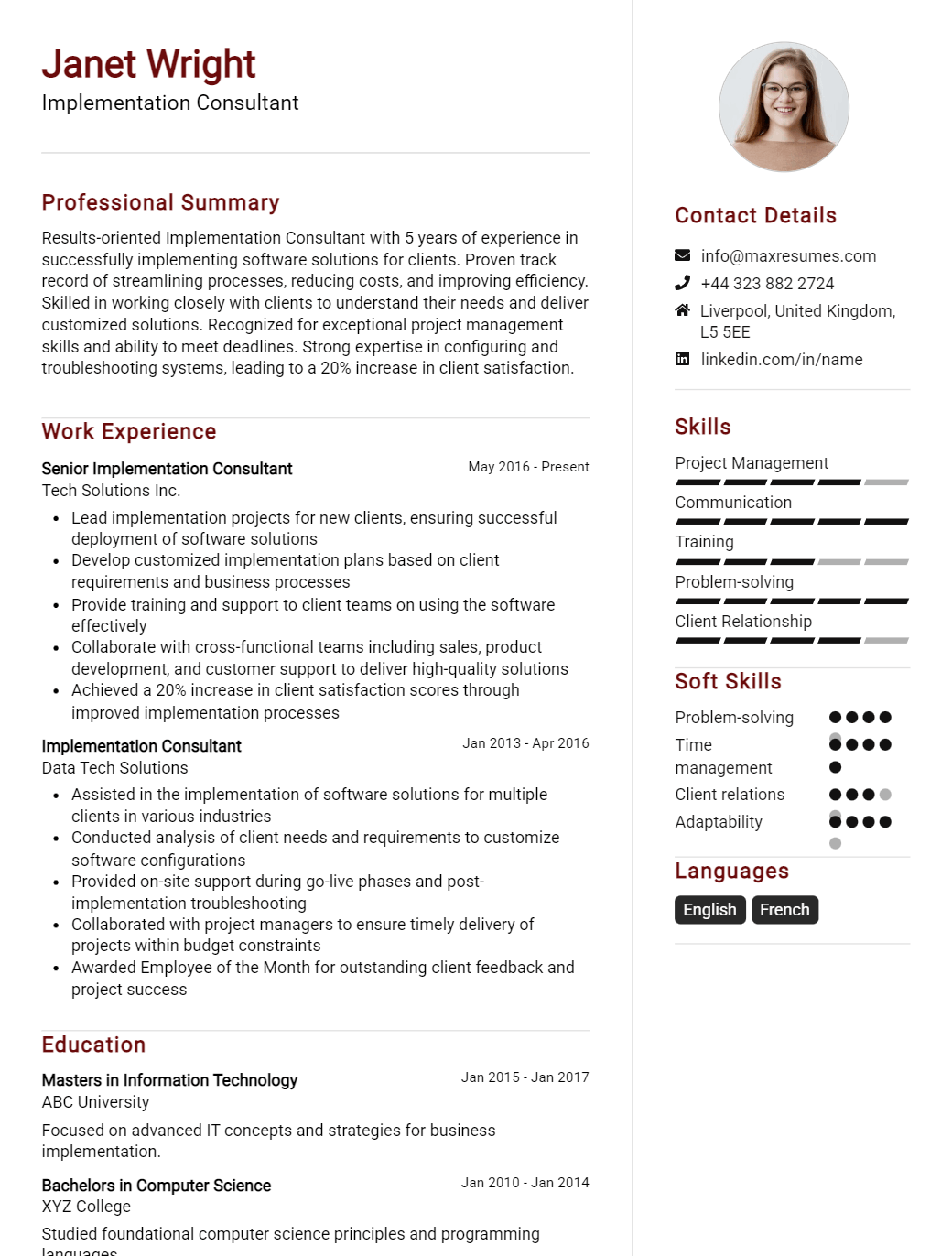 implementation-consultant-resume-sample