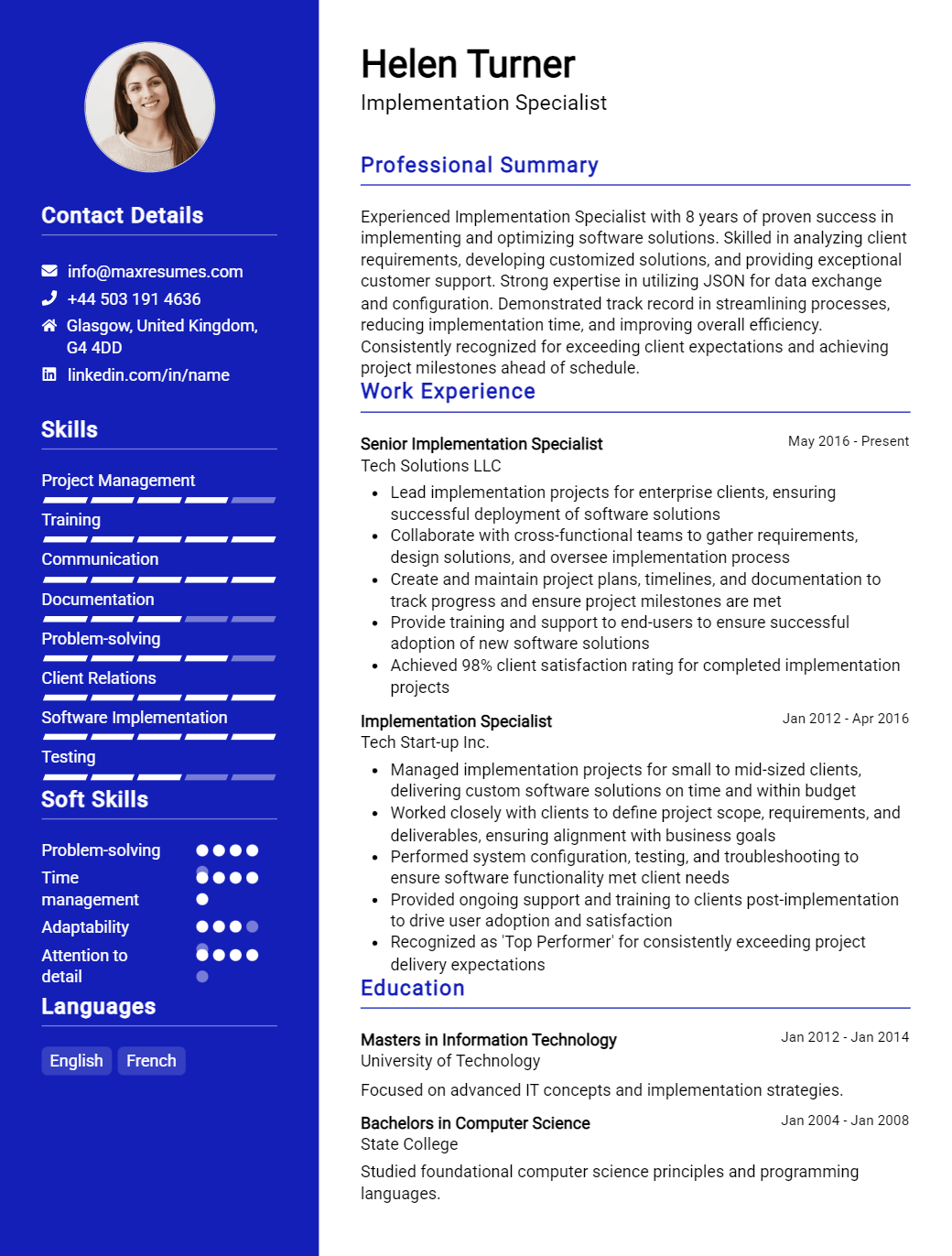 implementation-specialist-resume-sample