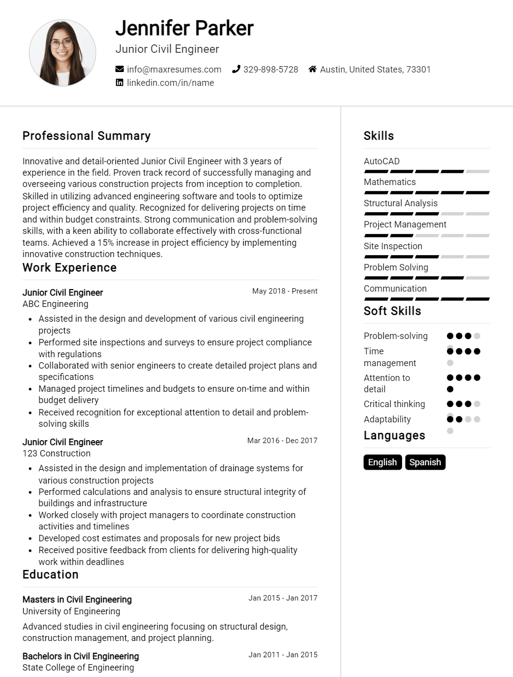 junior-civil-engineer-resume-sample