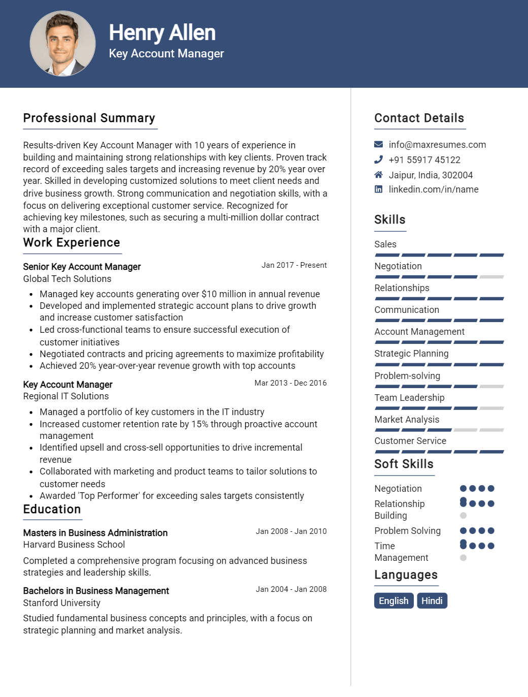 key-account-manager-resume-sample