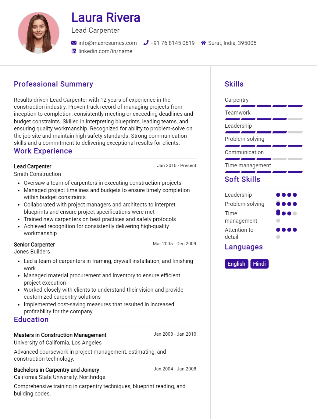 lead-carpenter-resume-sample