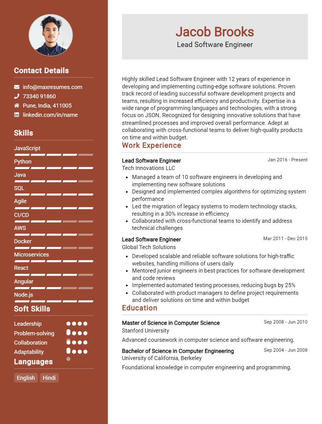 lead-software-engineer-resume-sample