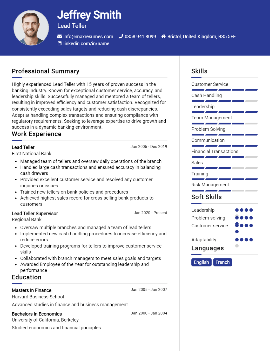lead-teller-resume-sample