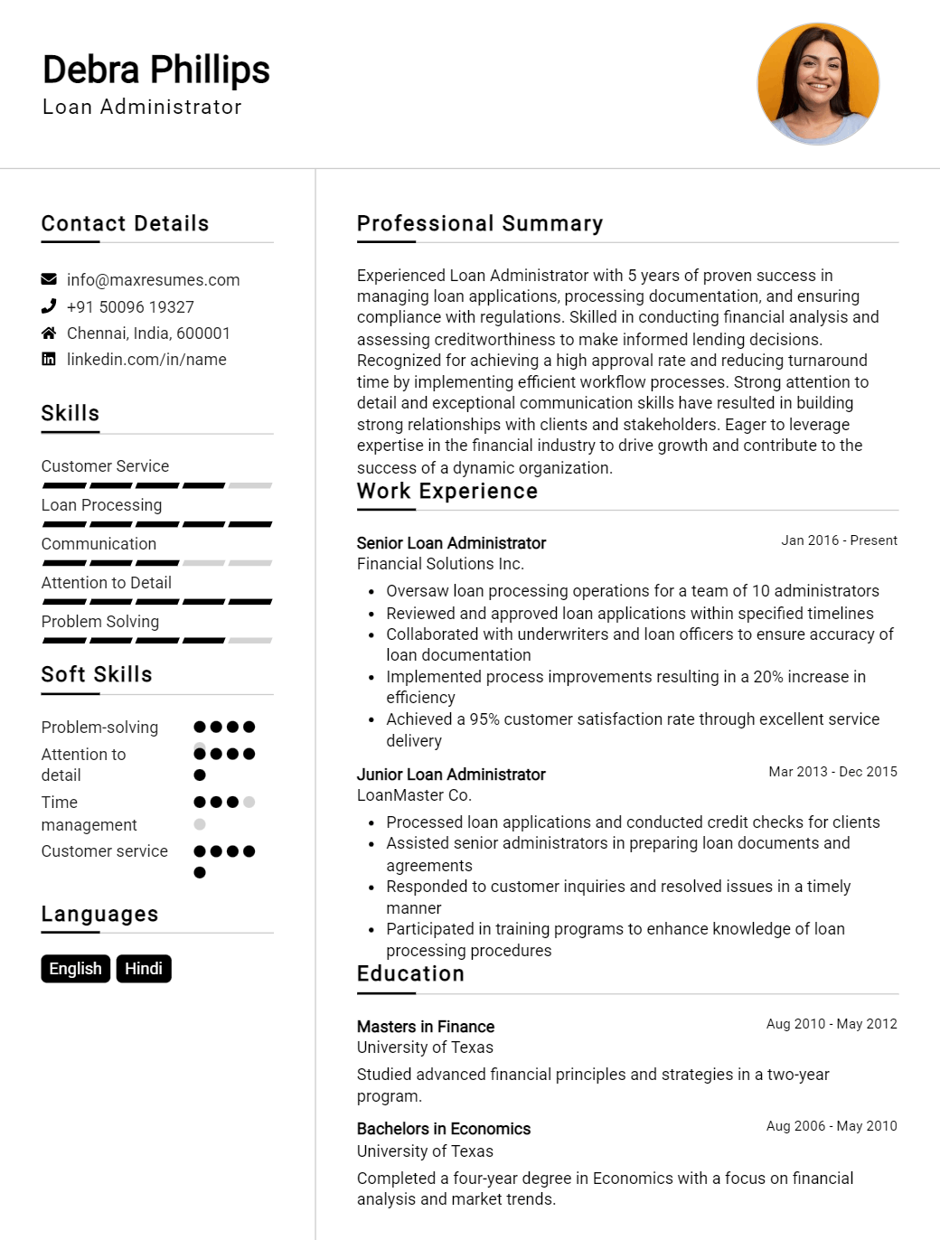 loan-administrator-resume-sample
