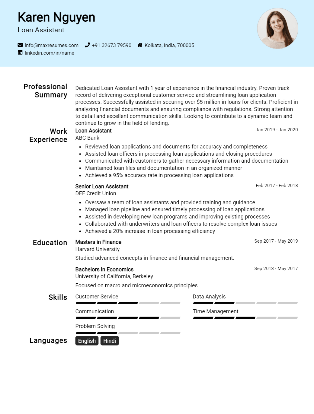 loan-assistant-resume-sample
