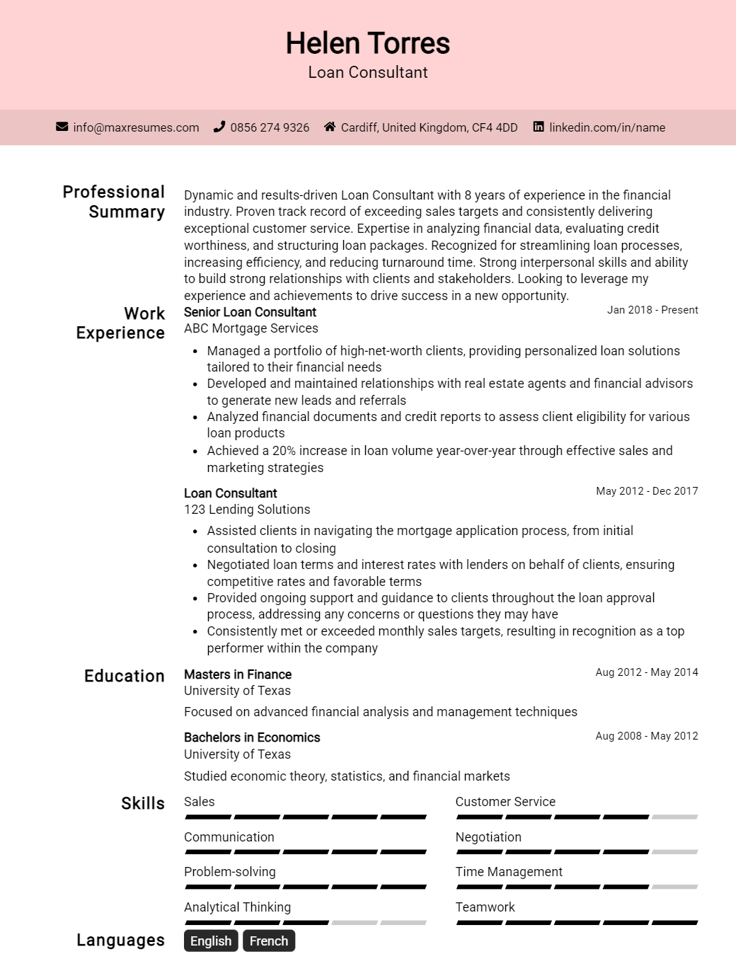 loan-consultant-resume-sample