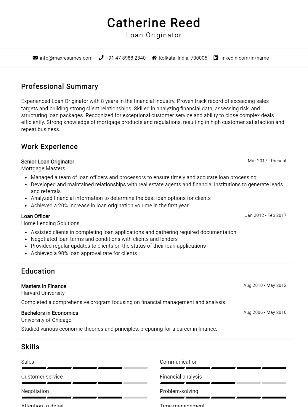 loan-originator-resume-sample