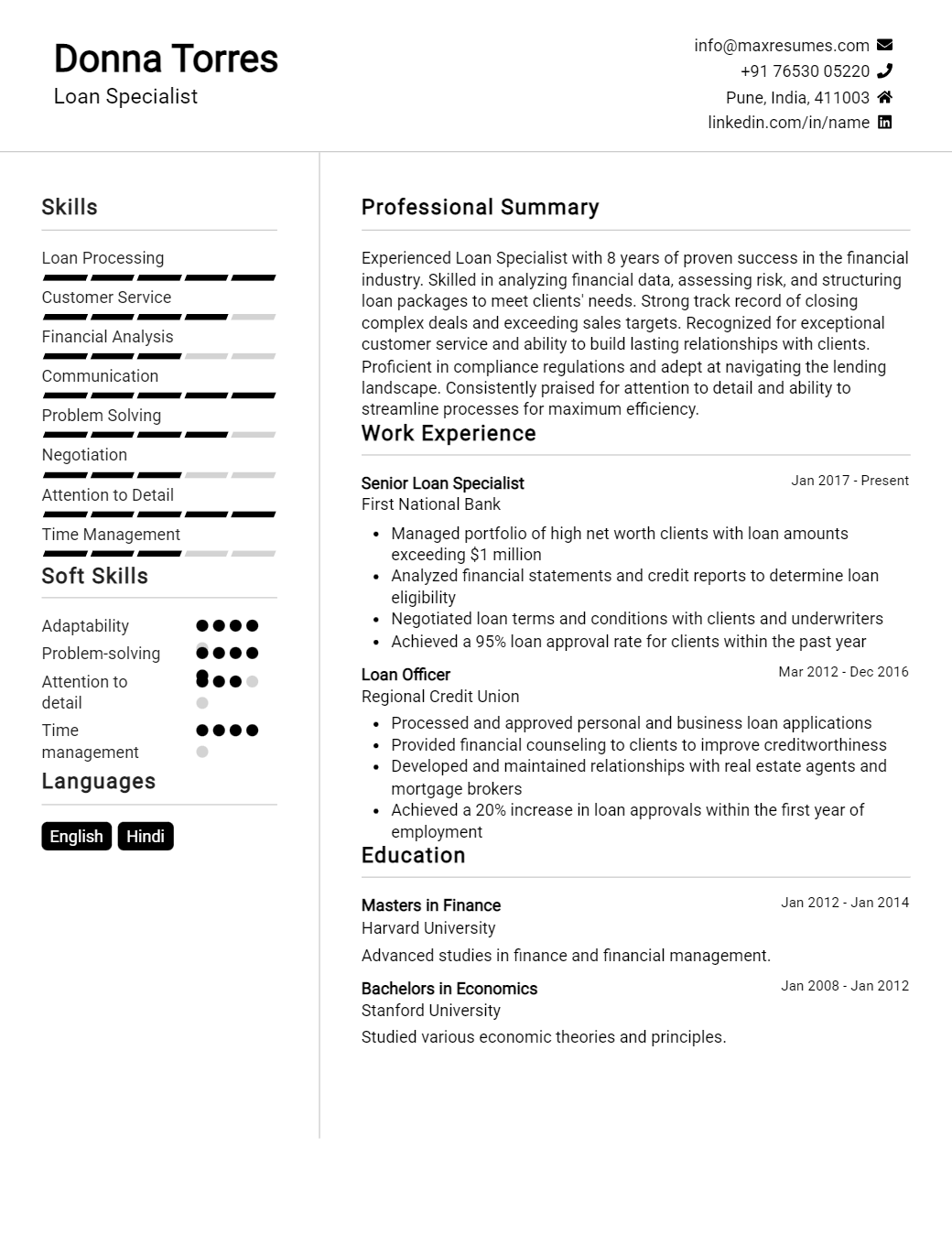 loan-specialist-resume-sample