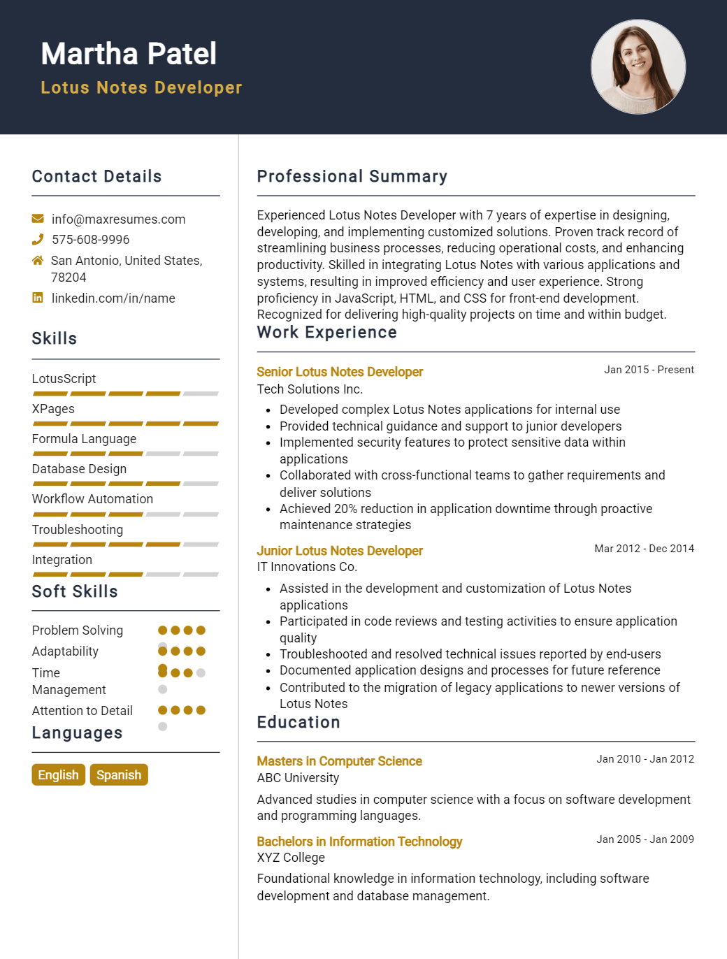 lotus-notes-developer-resume-sample
