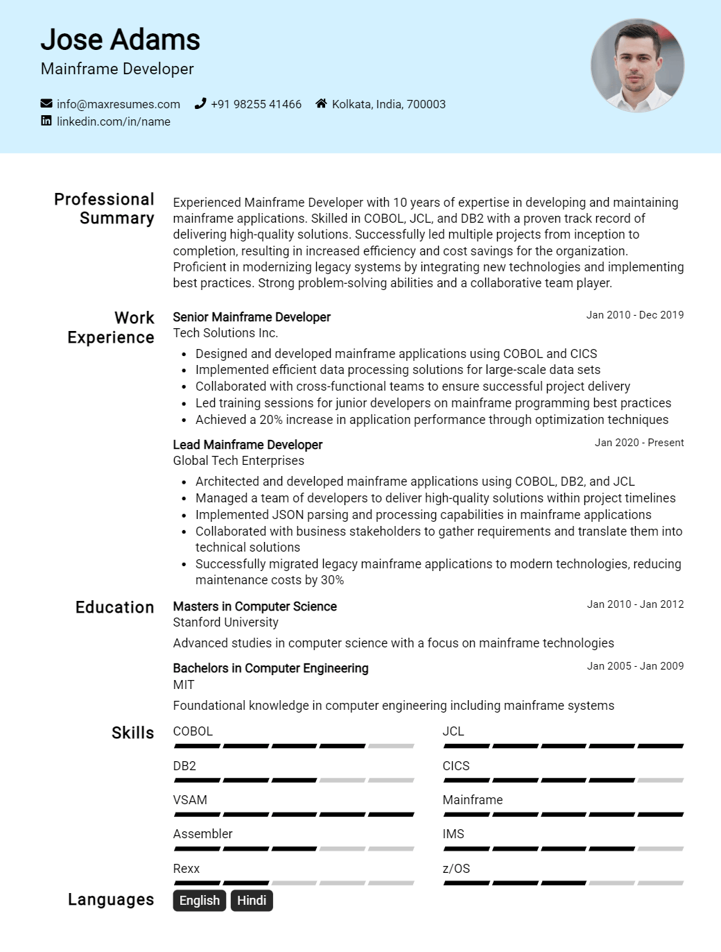mainframe-developer-resume-sample
