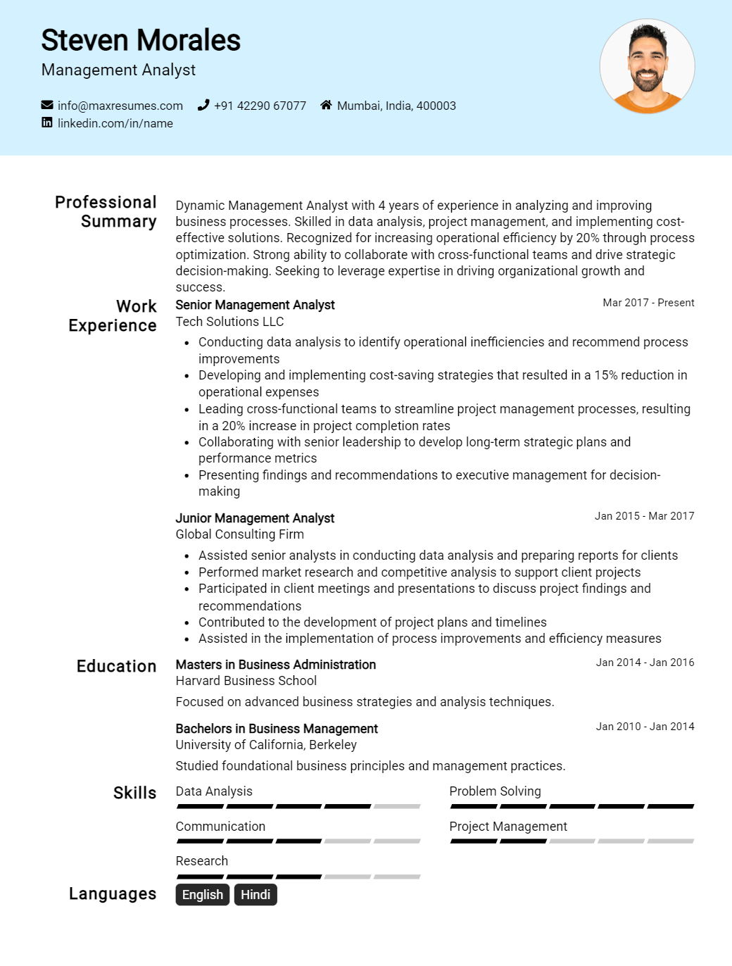 management-analyst-resume-sample