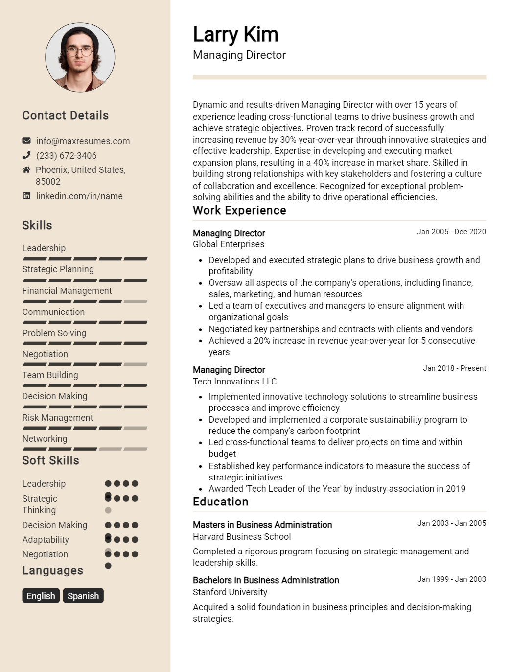 managing-director-resume-sample