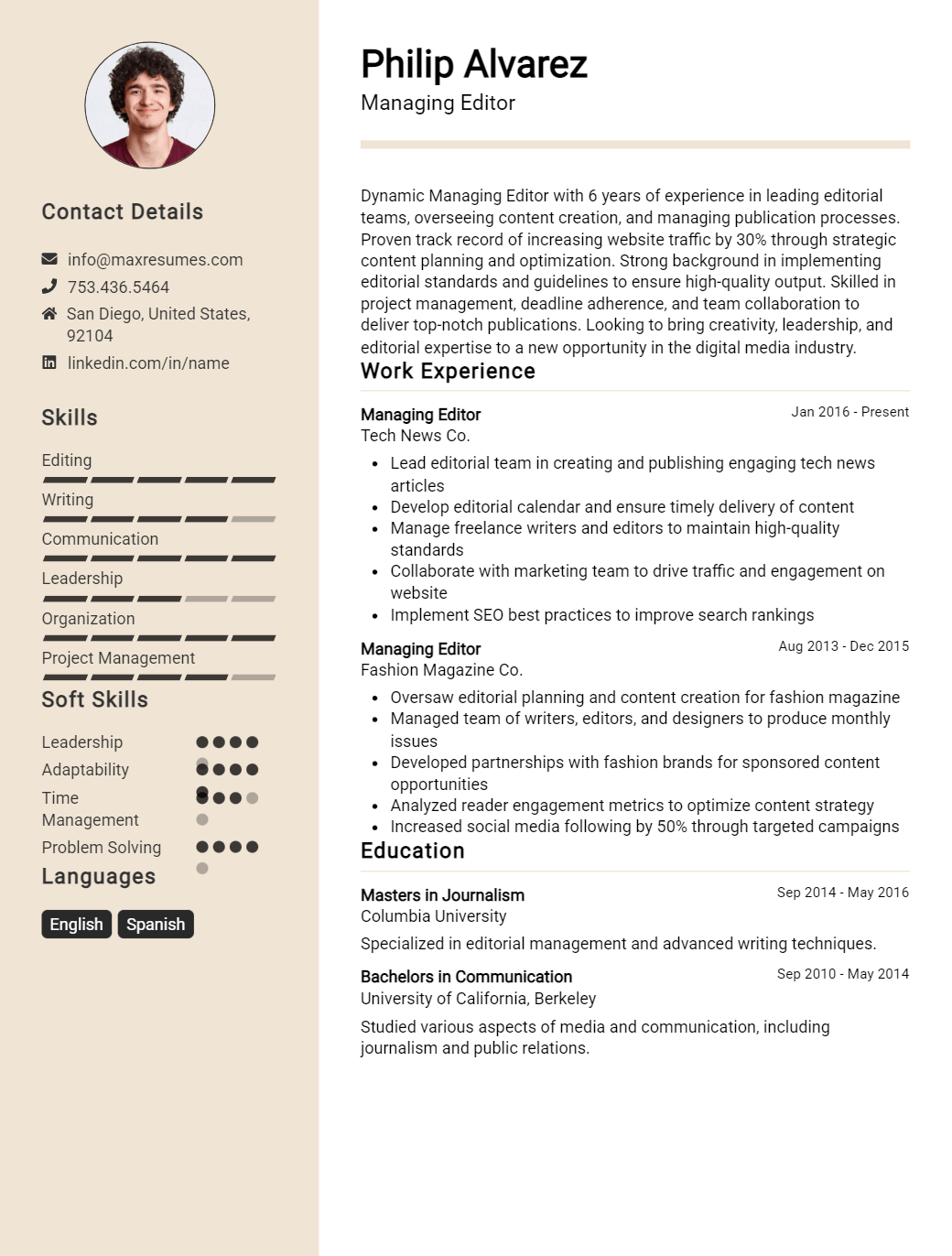 managing-editor-resume-sample