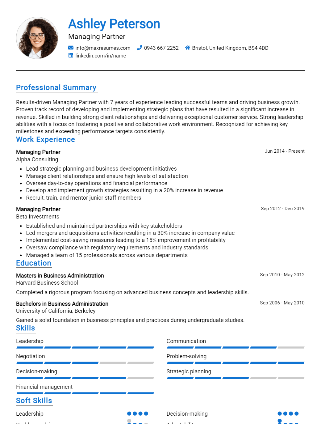 managing-partner-resume-sample