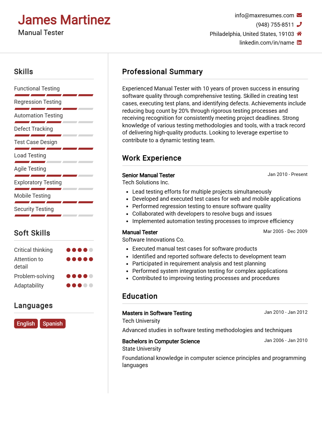 manual-tester-resume-sample