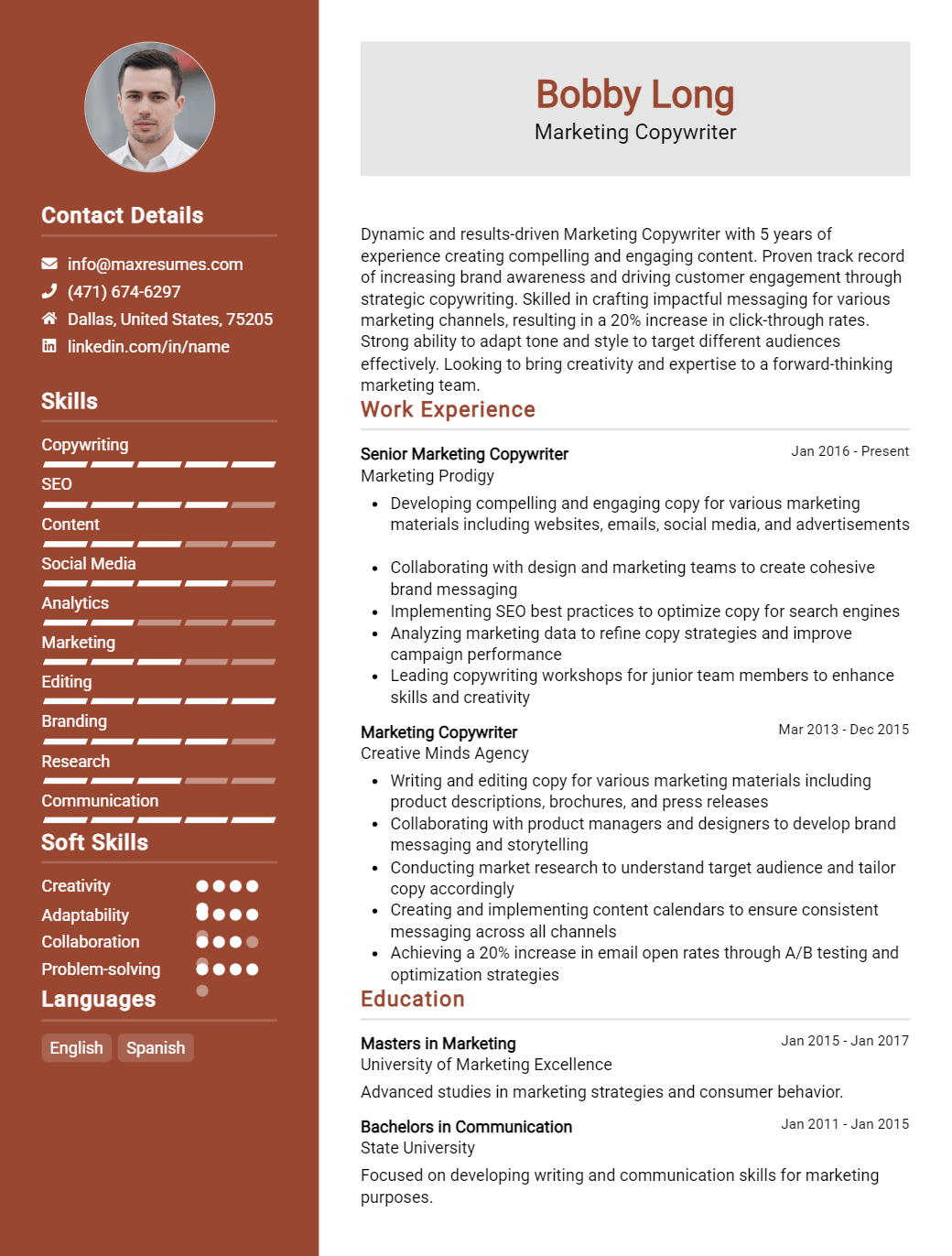 marketing-copywriter-resume-sample