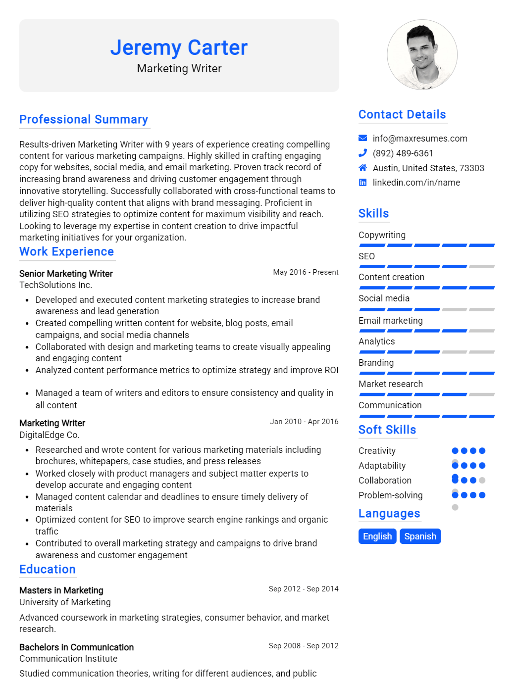 marketing-writer-resume-sample