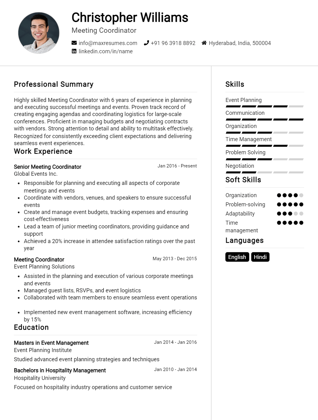 meeting-coordinator-resume-sample