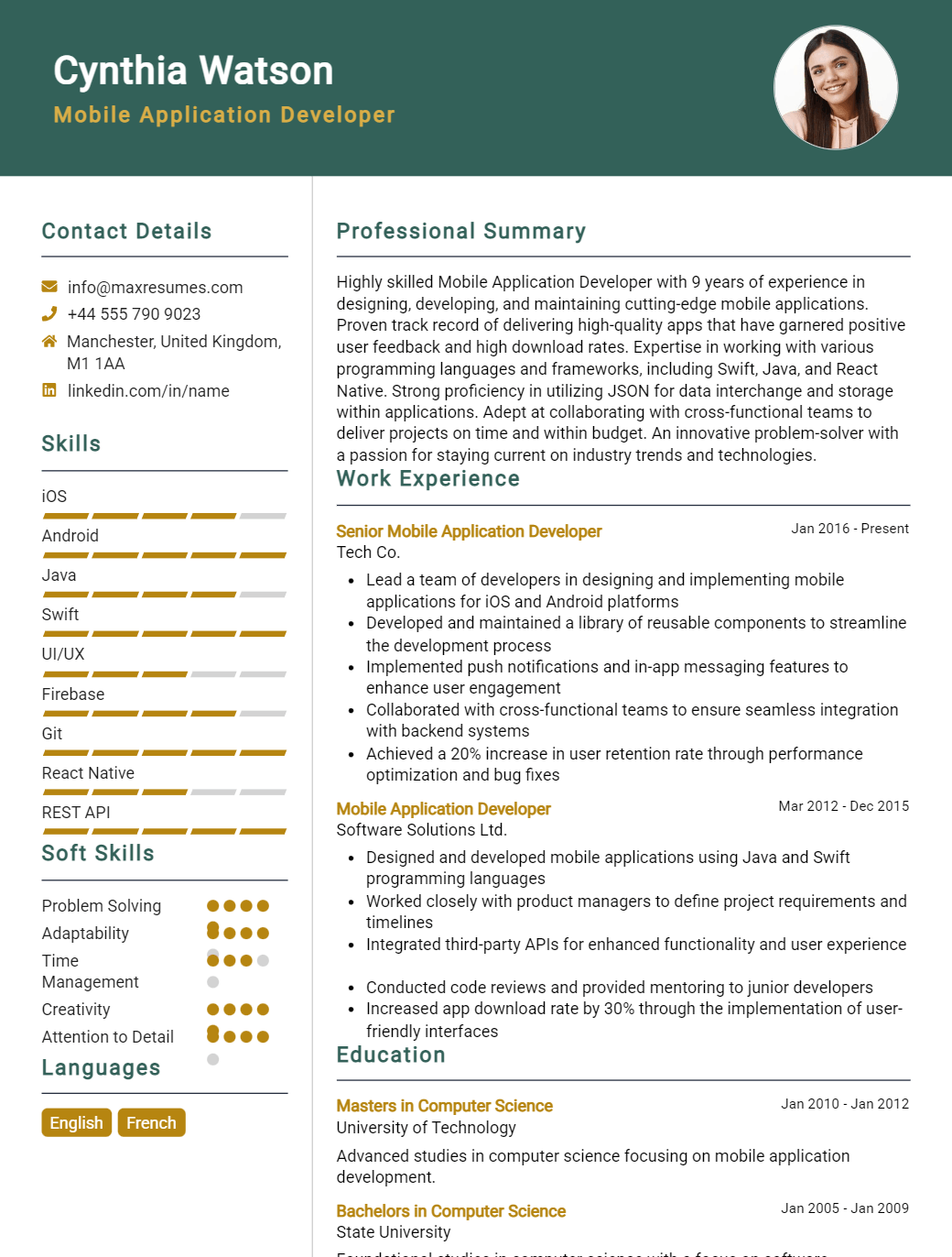 mobile-application-developer-resume-sample