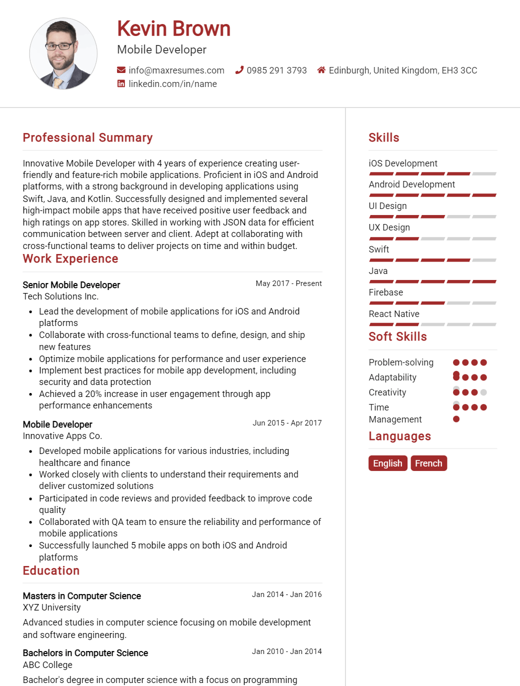 mobile-developer-resume-sample