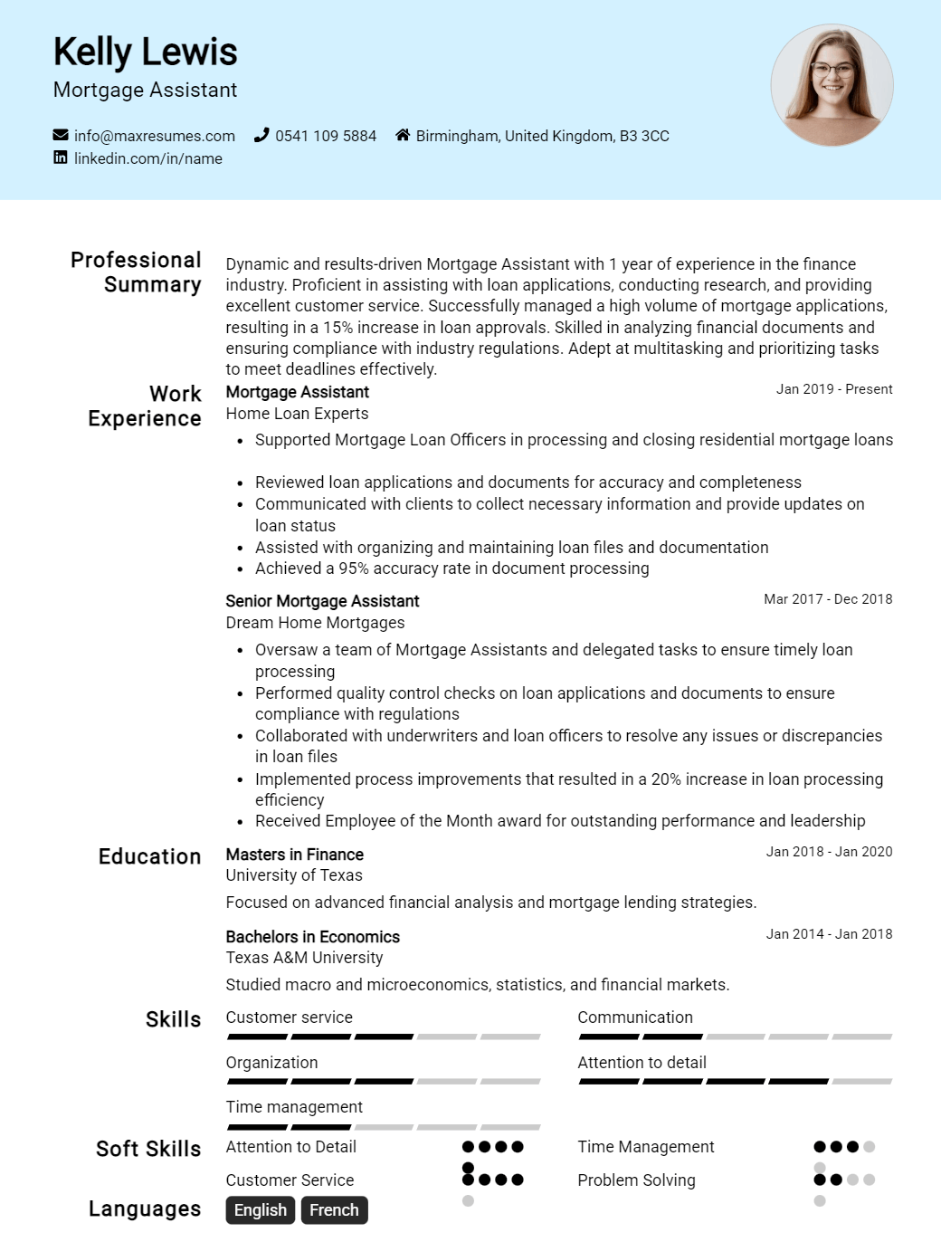 mortgage-assistant-resume-sample