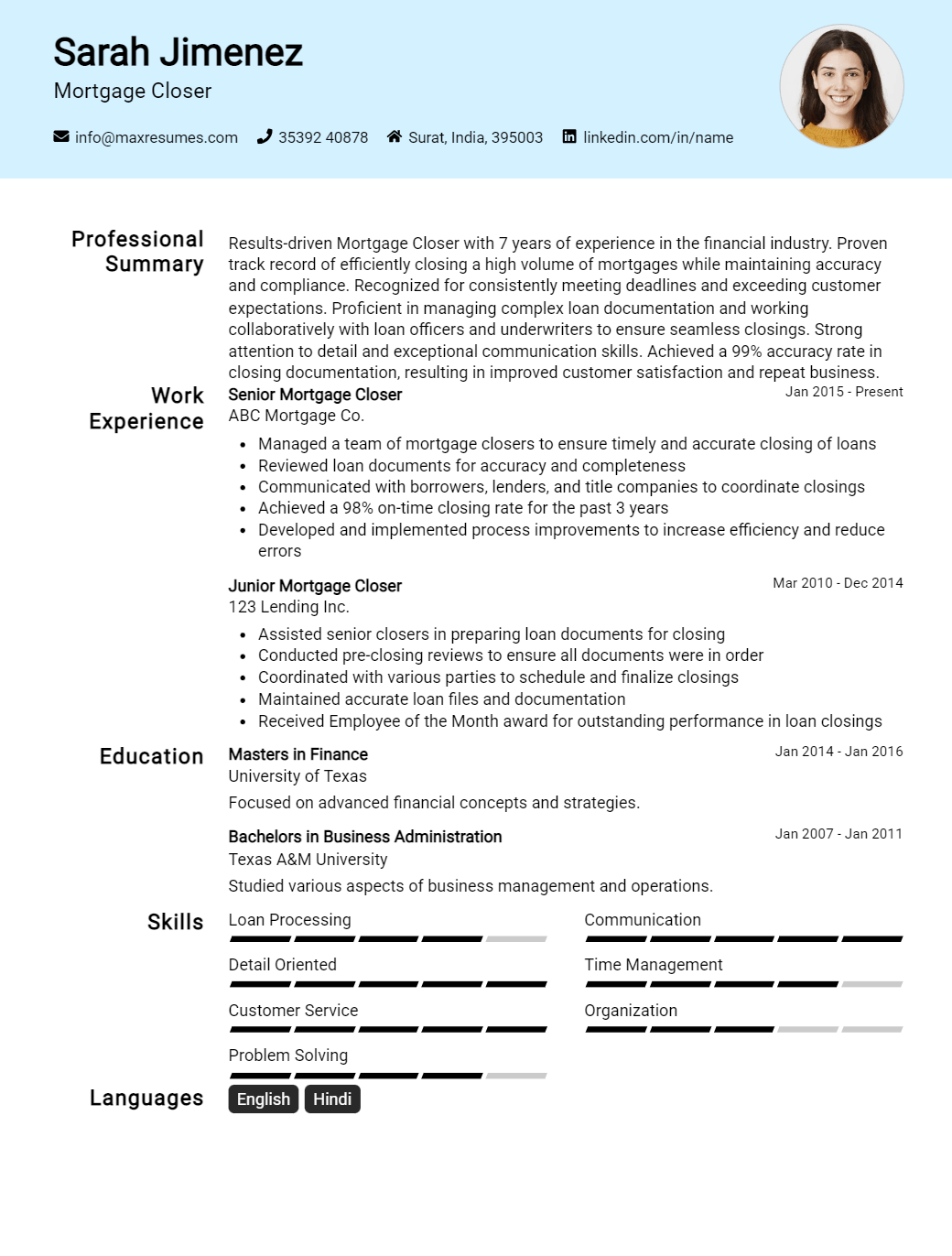 mortgage-closer-resume-sample