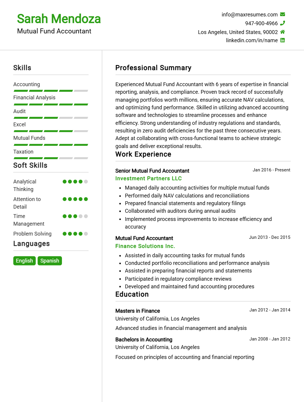 mutual-fund-accountant-resume-sample
